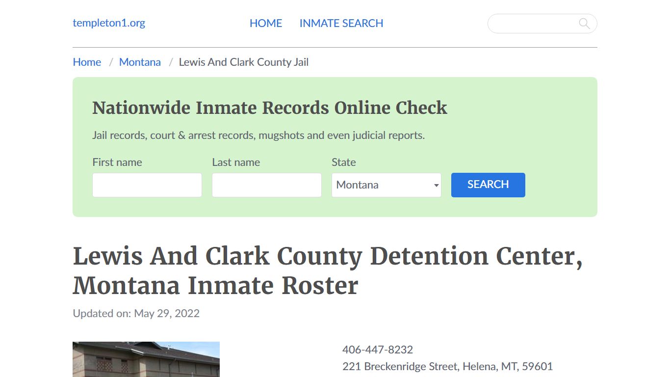 Lewis And Clark County Detention Center, Montana Inmate Roster